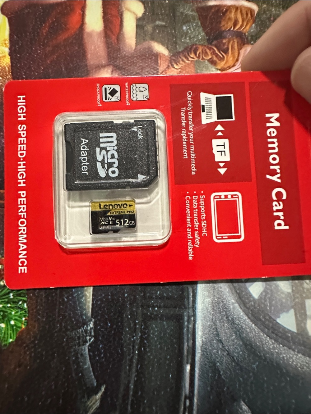 Lenovo Black & Red 512GB microSD Card with SD Adapter